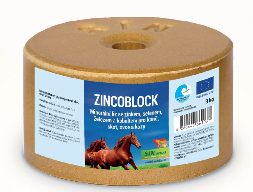 Zinkoblock EKO, minerální liz se zinkem, selenem, železem a kobaltem, Balení 3 kg
